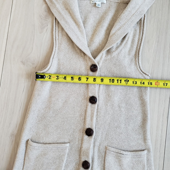SOLD Banana Republic Hooded Vest Womens M Beige Wool Cashmere Knit Sweater - Picture 4 of 7